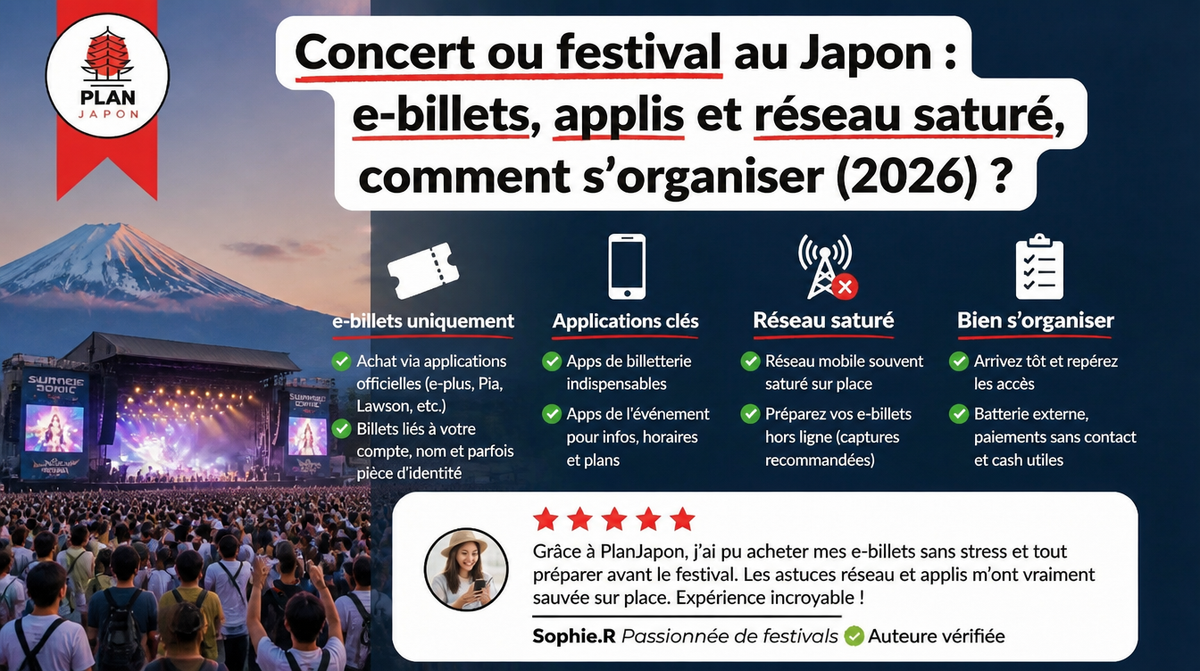 Concert ou festival au Japon : e-billets, applis et réseau saturé, comment s'organiser (2026)
