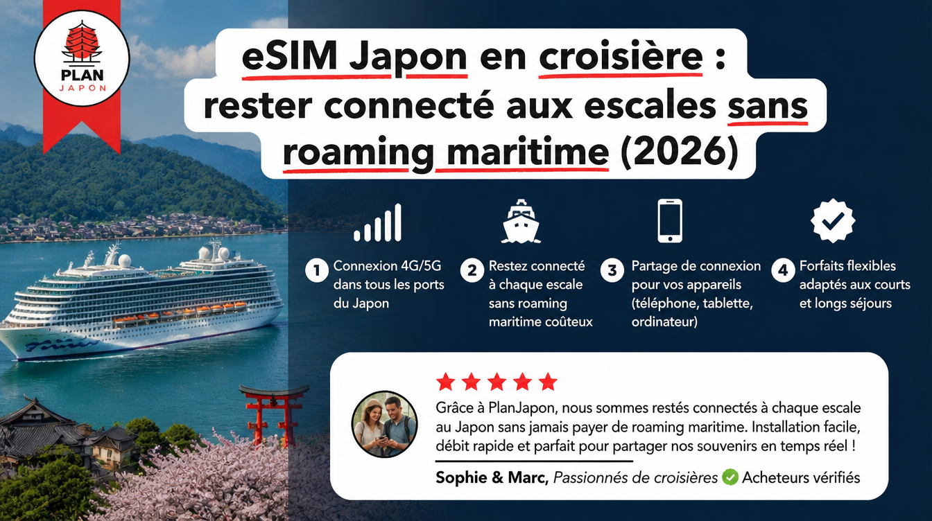 eSIM Japon en croisière : rester connecté aux escales sans roaming maritime (2026)