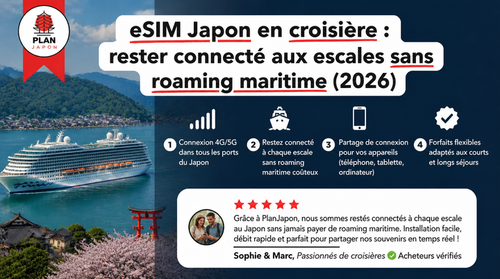 eSIM Japon en croisière : rester connecté aux escales sans roaming maritime (2026)