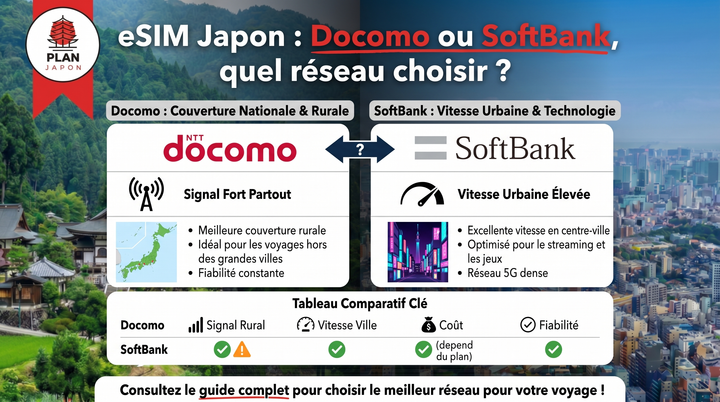 eSIM Japon : Docomo ou SoftBank, quel réseau choisir ?