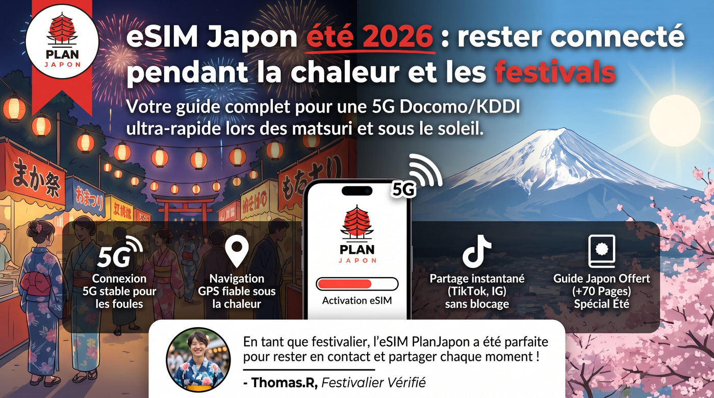 eSIM Japon été 2026 : rester connecté pendant la chaleur et les festivals
