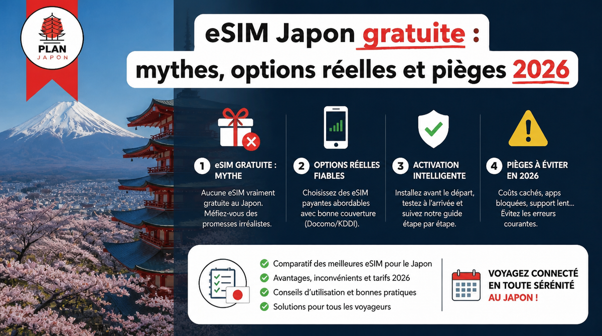 eSIM Japon gratuite : mythes, options réelles et pièges 2026