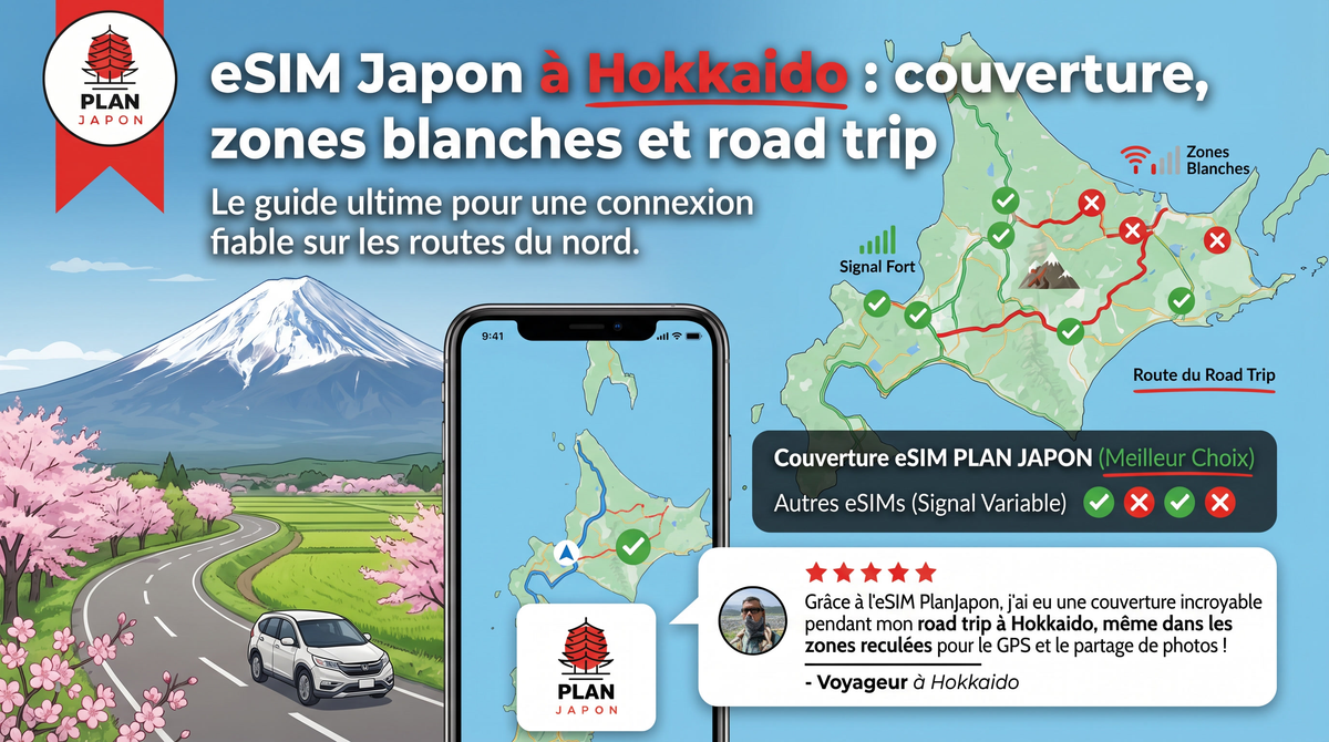 eSIM Japon à Hokkaido : couverture, zones blanches et road trip
