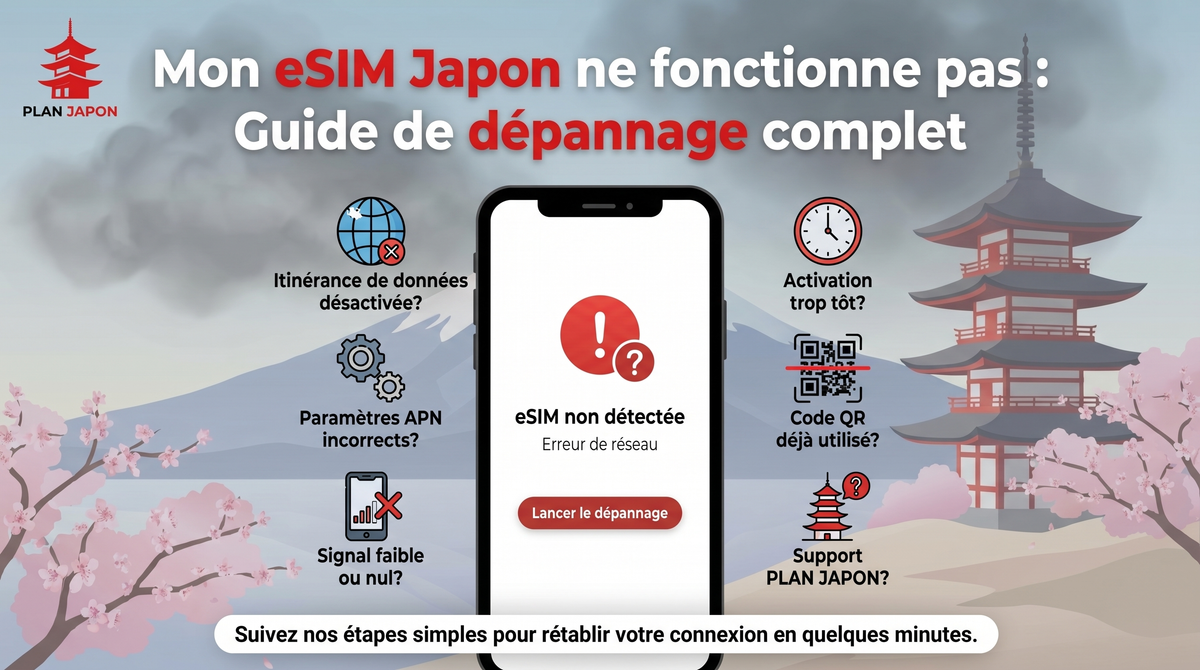 Mon eSIM Japon ne fonctionne pas : guide de dépannage complet