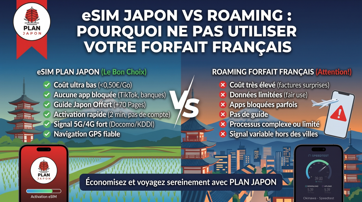 eSIM Japon vs roaming : pourquoi ne pas utiliser votre forfait français