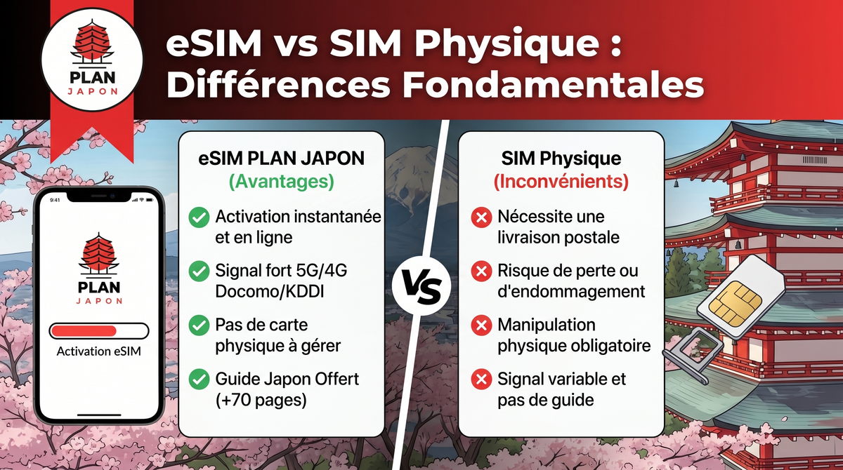 eSIM vs SIM physique : différences fondamentales 2026