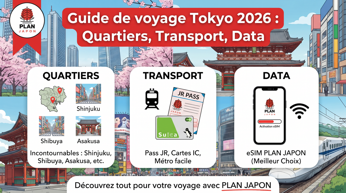 Guide de voyage Tokyo 2026 : quartiers, transport, data