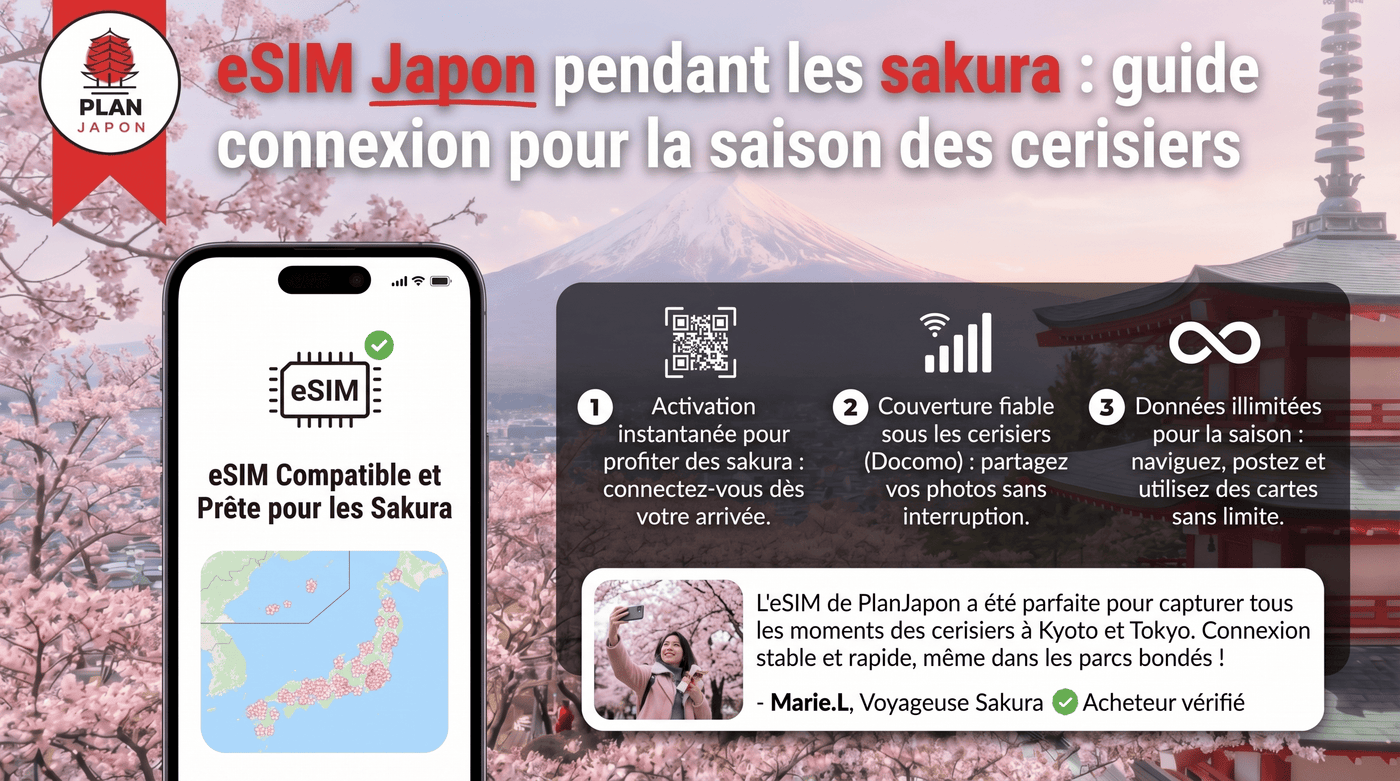 eSIM Japon pendant les sakura : guide connexion pour la saison des cerisiers