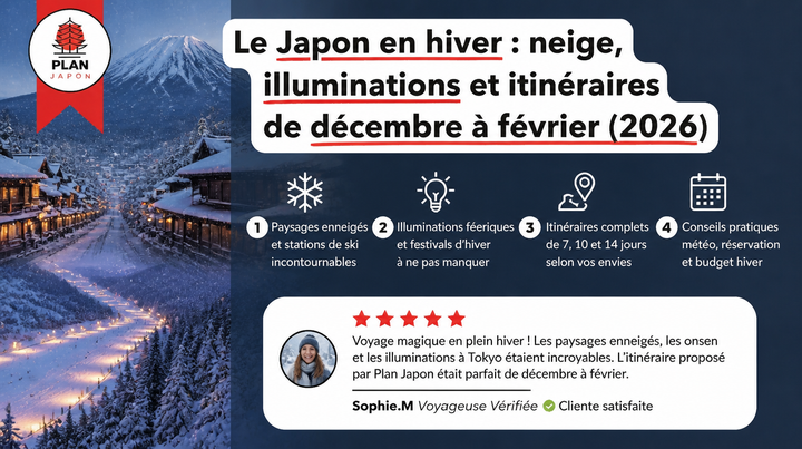 Le Japon en hiver : neige, illuminations et itinéraires de décembre à février (2026)