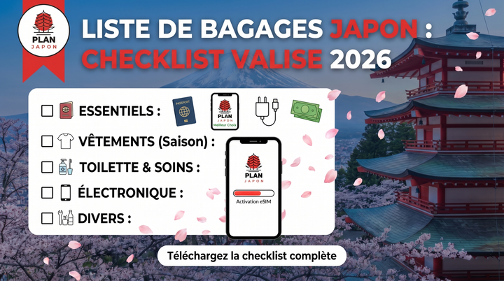 Liste de bagages Japon : checklist valise 2026