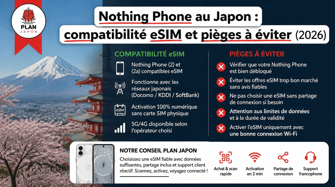 Nothing Phone au Japon : compatibilité eSIM et pièges à éviter (2026)