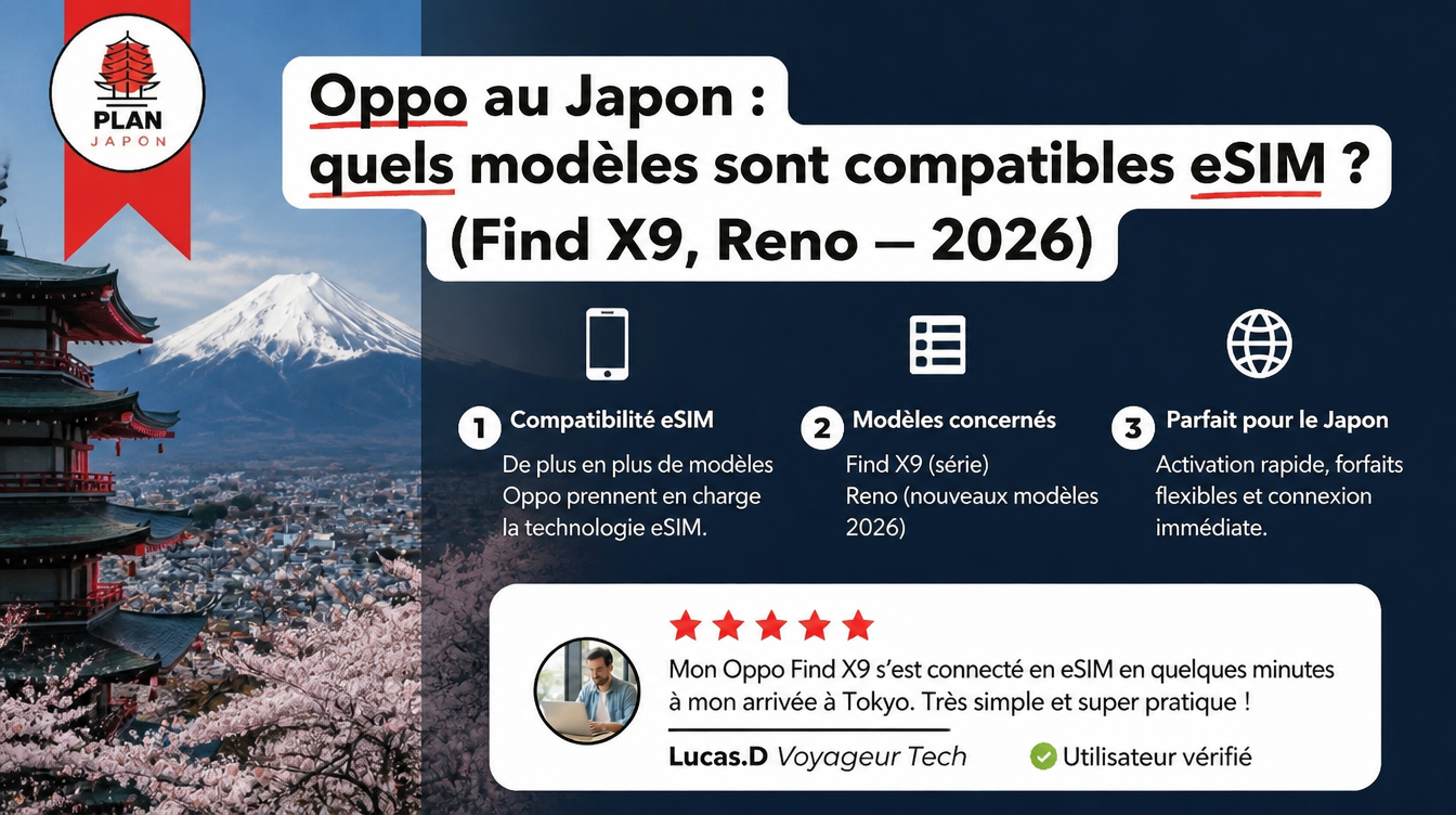 Oppo au Japon : quels modèles sont compatibles eSIM ? (Find X9, Reno — 2026)
