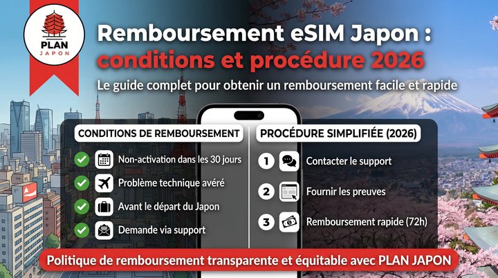 Remboursement eSIM Japon : conditions et procédure 2026