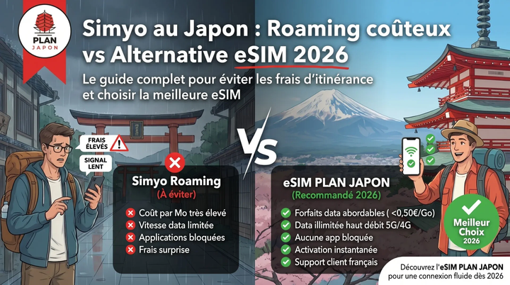 Simyo au Japon : roaming et alternative eSIM 2026