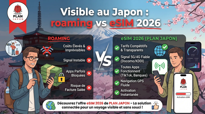 Visible au Japon : roaming vs eSIM 2026