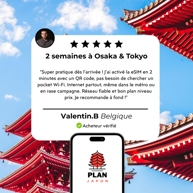 Avis clients PlanJapon - eSIM Japon note 4.9 sur 5