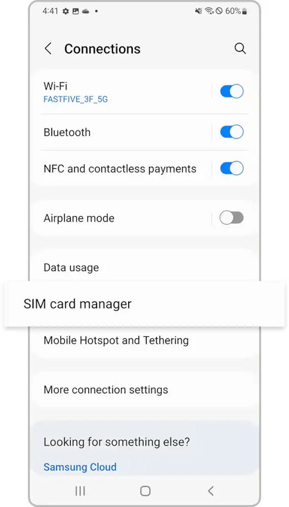 Ouvrez le Gestionnaire de cartes SIM
